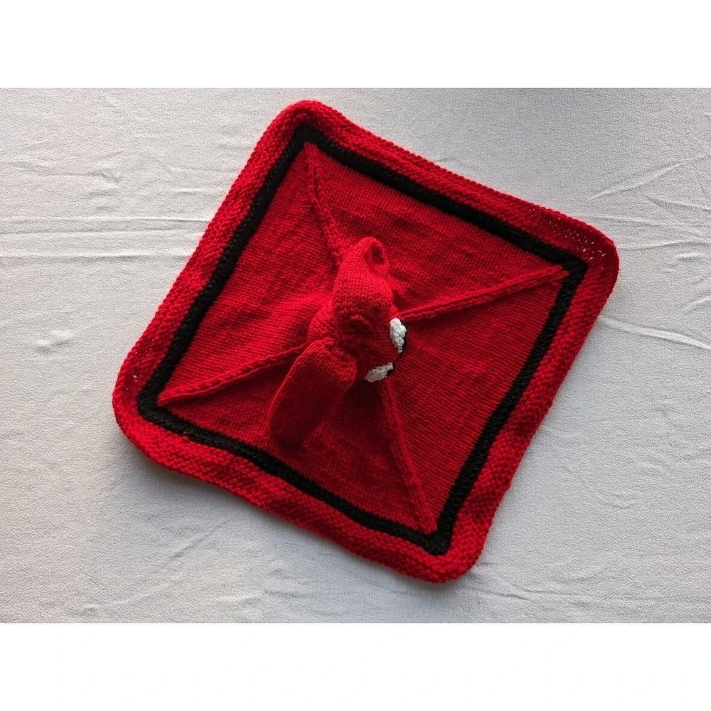 Handmade‎ Crochet Red Doggie Lovey Plush Security Stuffed Blanket Clifford Dog